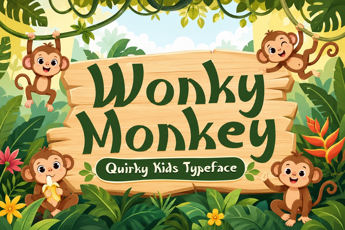 Wonky Monkey - Playfully Quirky Font, a Handwritten Font by HipFonts (Photo 1 of 7)