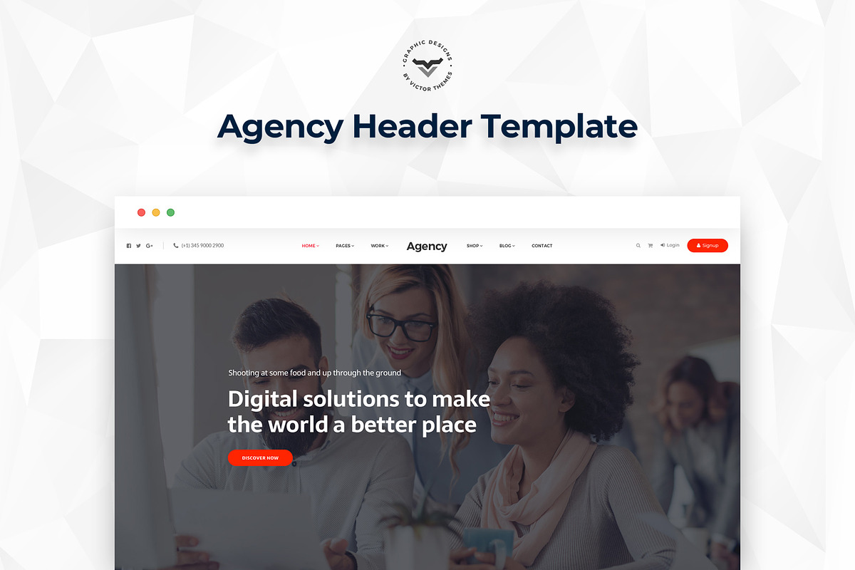 Agency Header PSD Templates, a Landing Page Template by VictorThemes