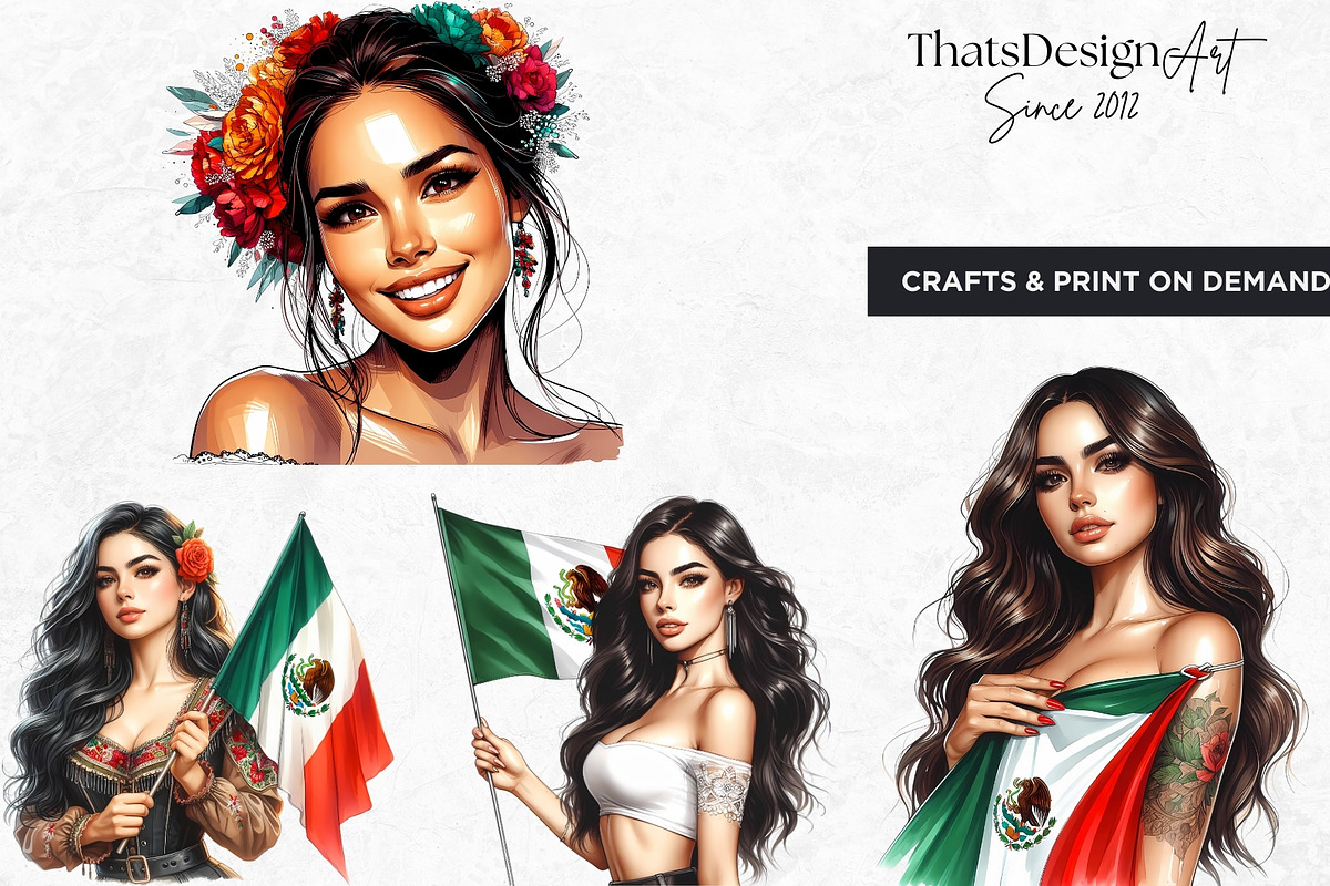 Mexican girls Clipart Set, a Person Illustration by ThatsDesignArt (Photo 10 of 10)