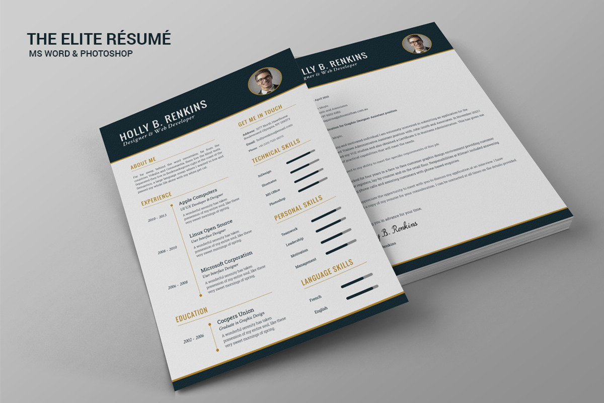The Elite Résumé + Cover Letter, a Resume Template by SNIPESCIENTIST (Photo 1 of 4)
