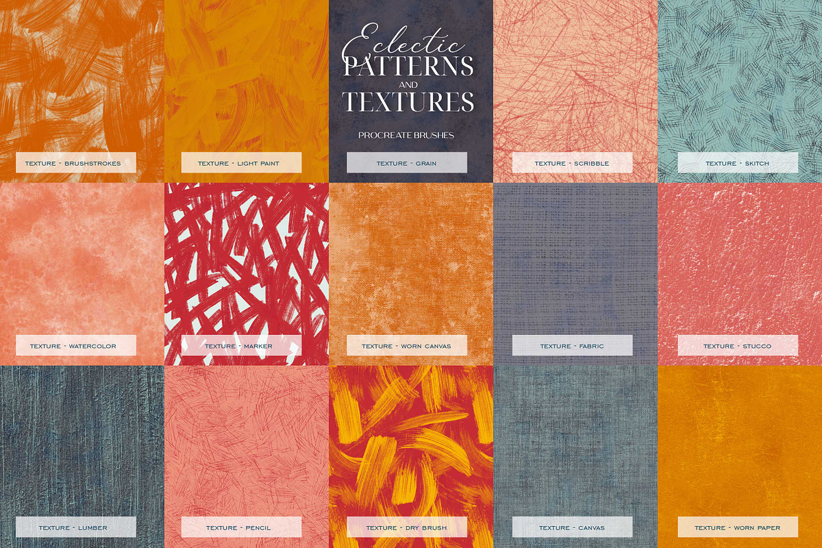 Procreate Pattern & Texture Brushes, a Brush Add-On by Eclectic Anthology