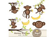 Monkey Digital Papers & Clipart, a Pattern Graphic by JennyL Designs (Thumbnail 2 of 5)