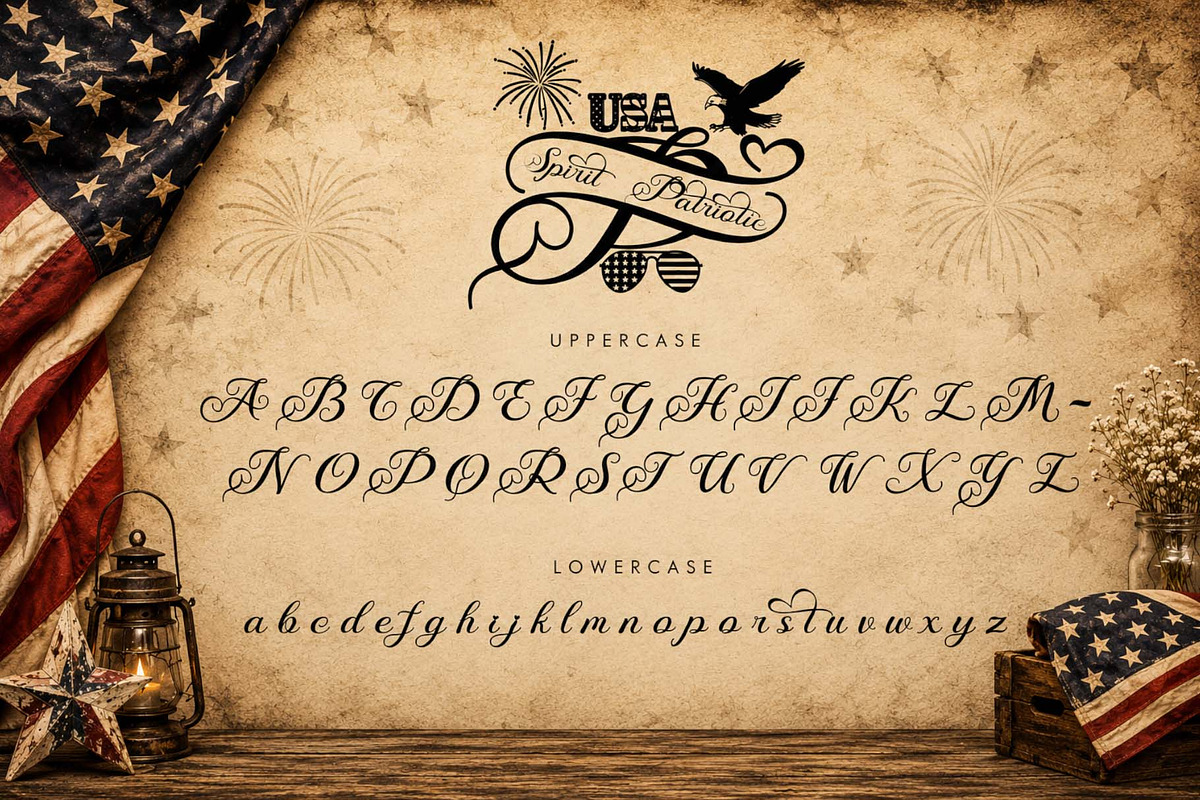 Spirit Patriotic Monogram, a Handwritten Font by Yoga Letter (Photo 5 of 6)