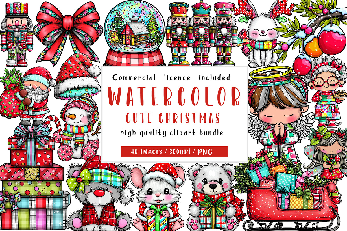 Cute Christmas Clipart, an Illustration by CreationArt (Photo 1 of 5)