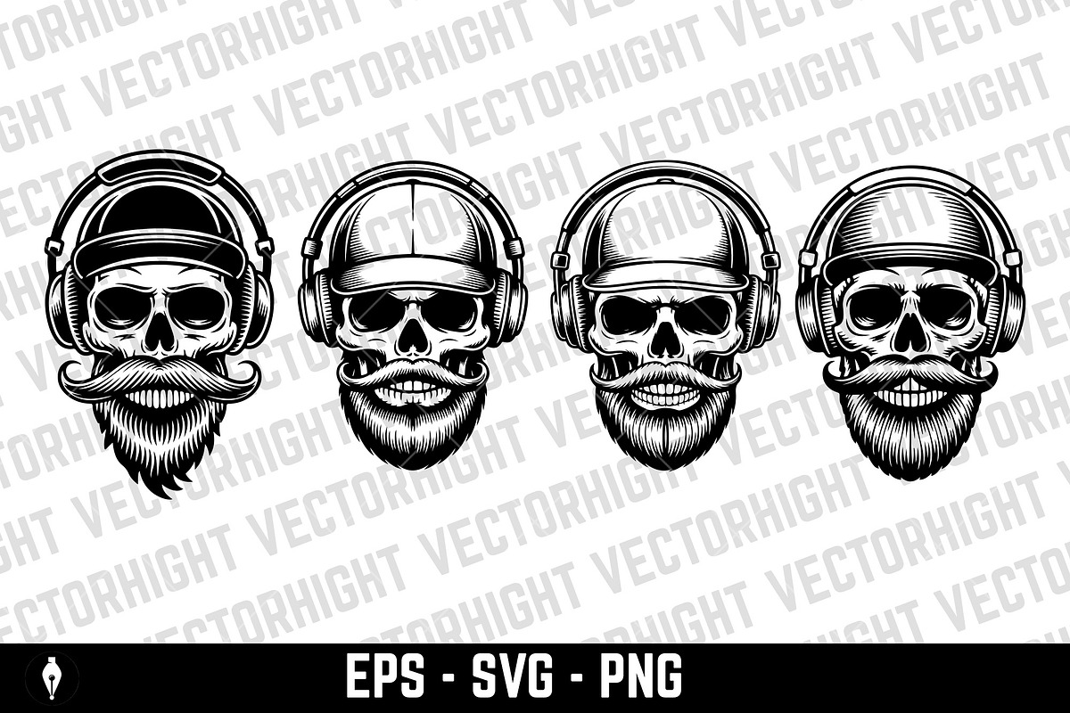 illustration of a bearded skull, a Person Illustration by Vectorhight (Photo 1 of 3)
