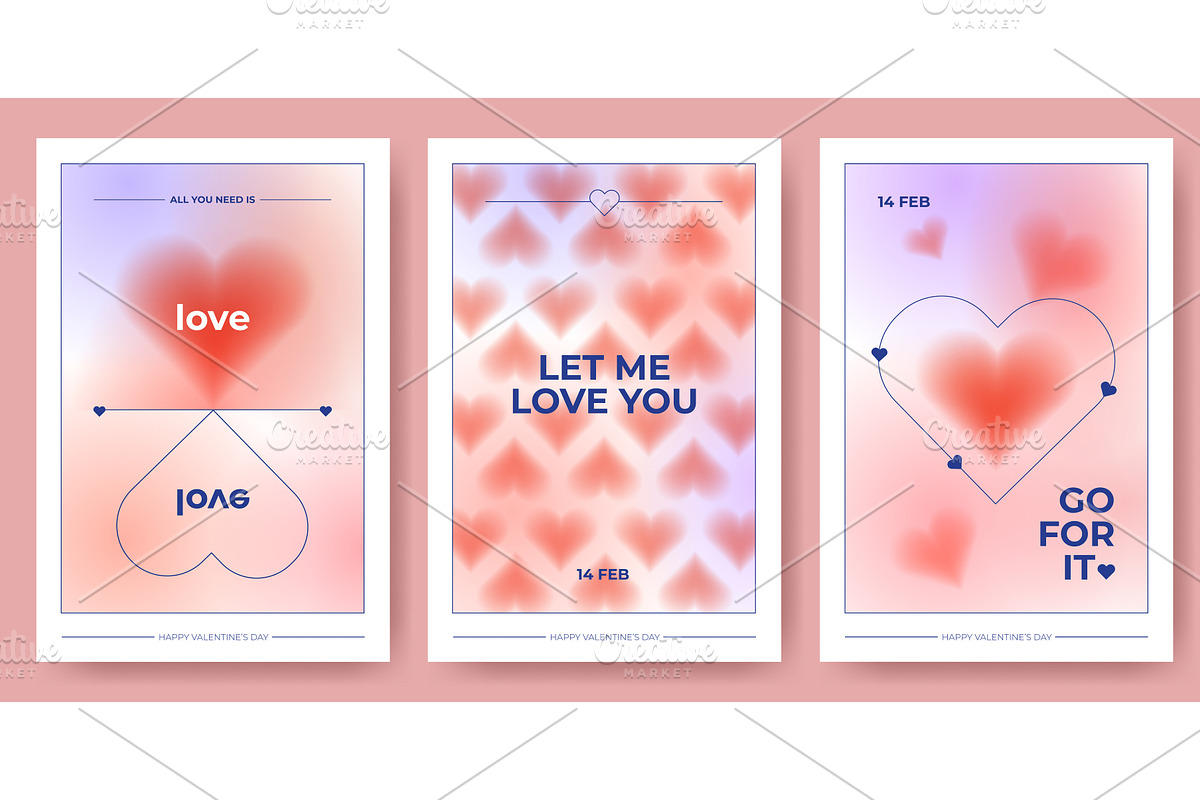 Y2k style Valentine Day cards set, an Illustration by art PVP - market