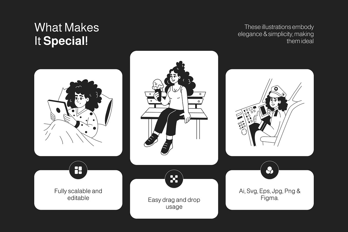 Girl Illustration Art Set, an Outline Icon by Vectors Market (Photo 2 of 9)