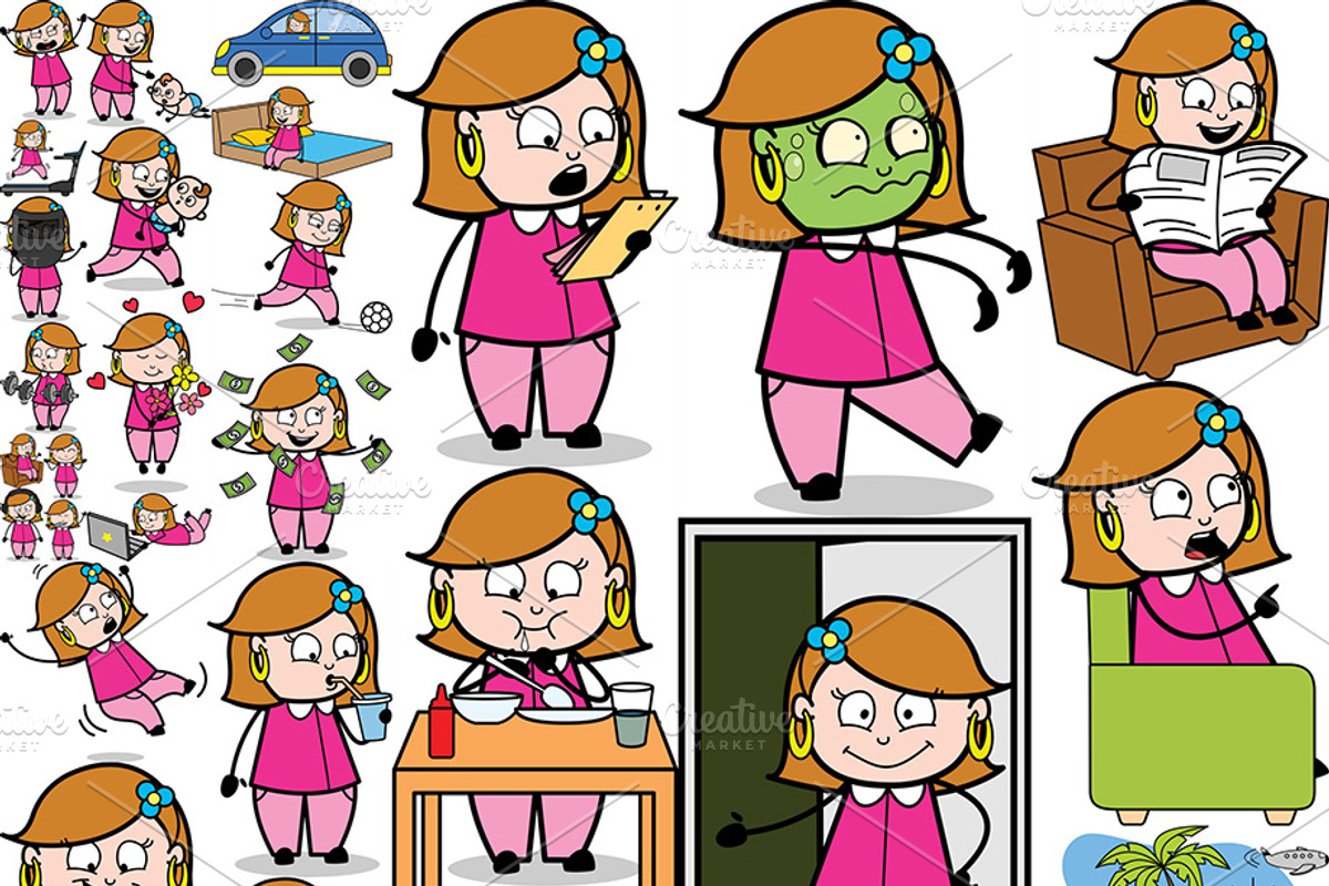 Housewife ~ Cartoon Character Set, a Person Illustration by The Toon Company (Photo 3 of 7)