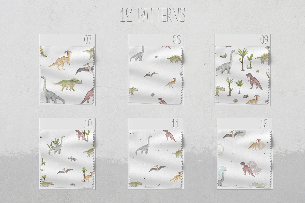 DINOSAURS watercolor set, an Animal Illustration by Natali Smolova (Photo 9 of 11)