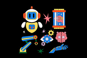 Black Flat Design AI Illustration, a Technology Illustration by graphicook