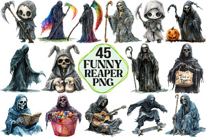 Halloween Funny Reaper Clipart, an Illustration by Pixels.Craft