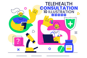 10 Telehealth Consultation Service, a Healthcare Illustration by denayunebgt
