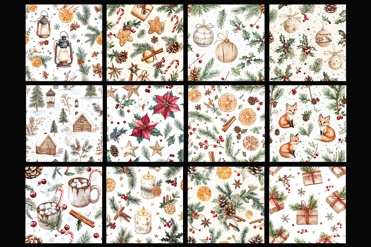 Rustic Christmas Seamless Patterns, a Pattern Graphic by Design Market (Photo 2 of 4)