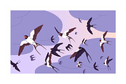 Birds fly in sky, seamless patterns, an Animal Illustration by PaperTrident (Thumbnail 4 of 16)