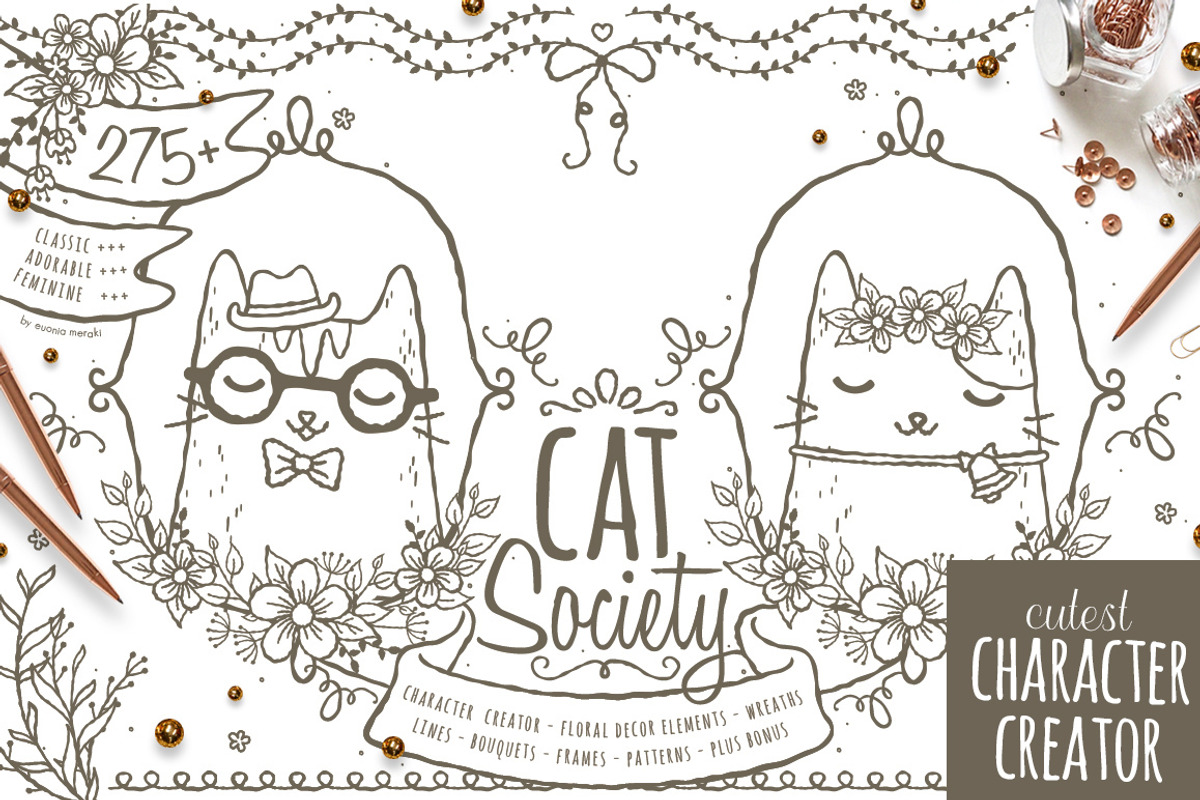 Cat Society - Cute Character Creator, an Animal Illustration by Euonia Meraki (Photo 1 of 15)