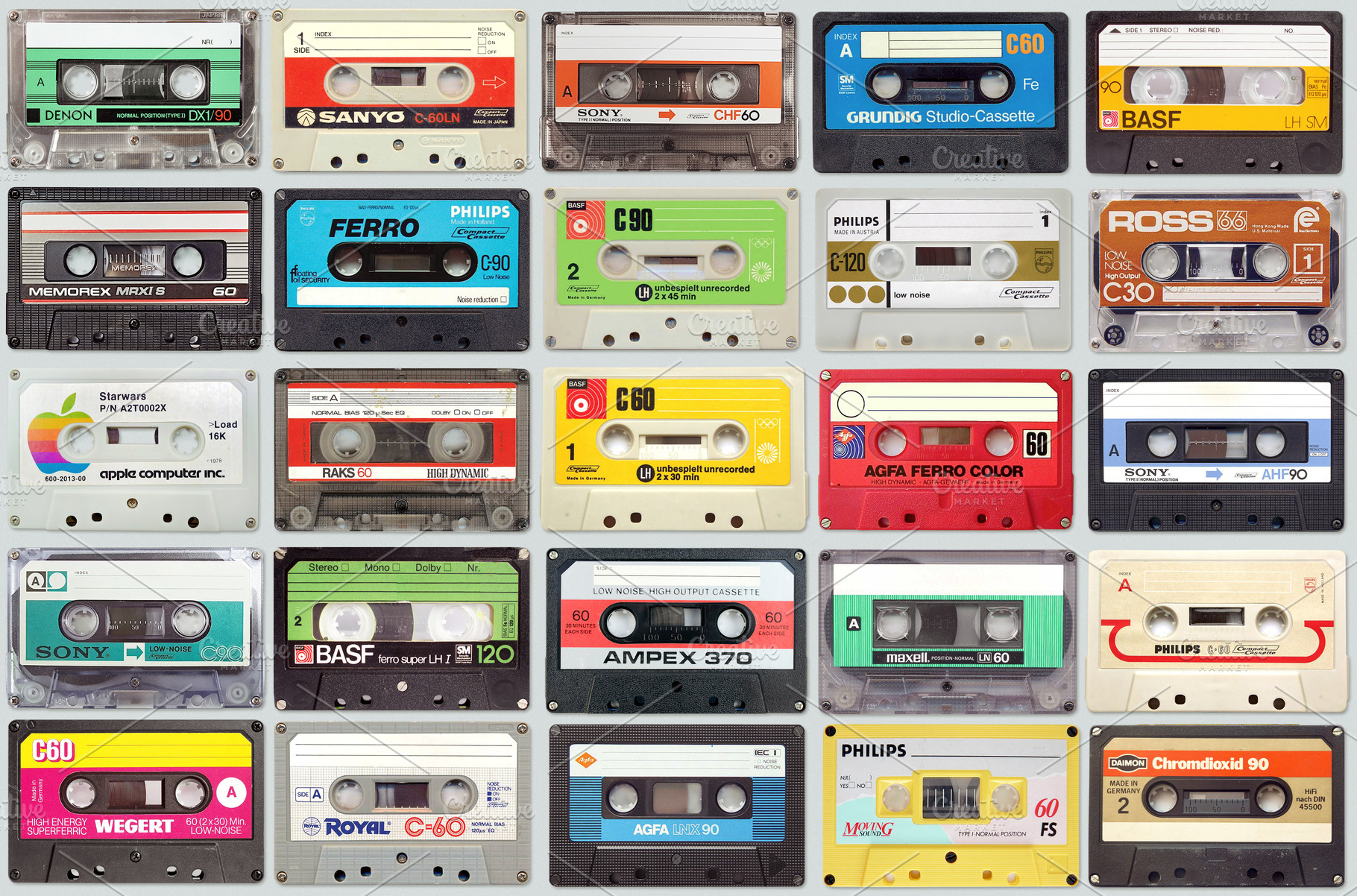 Vintage audio tape cassettes featuring cassette, audio, and record, a Technology Photo by BOOCYS