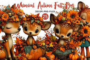 Whimsical Autumn Fall Deer Clipart, a Seasonal Illustration by Designworld