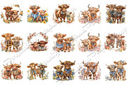 202 Watercolor Highland Cow Clip Art, an Animal Illustration by Art Paradise Studios (Thumbnail 2 of 8)