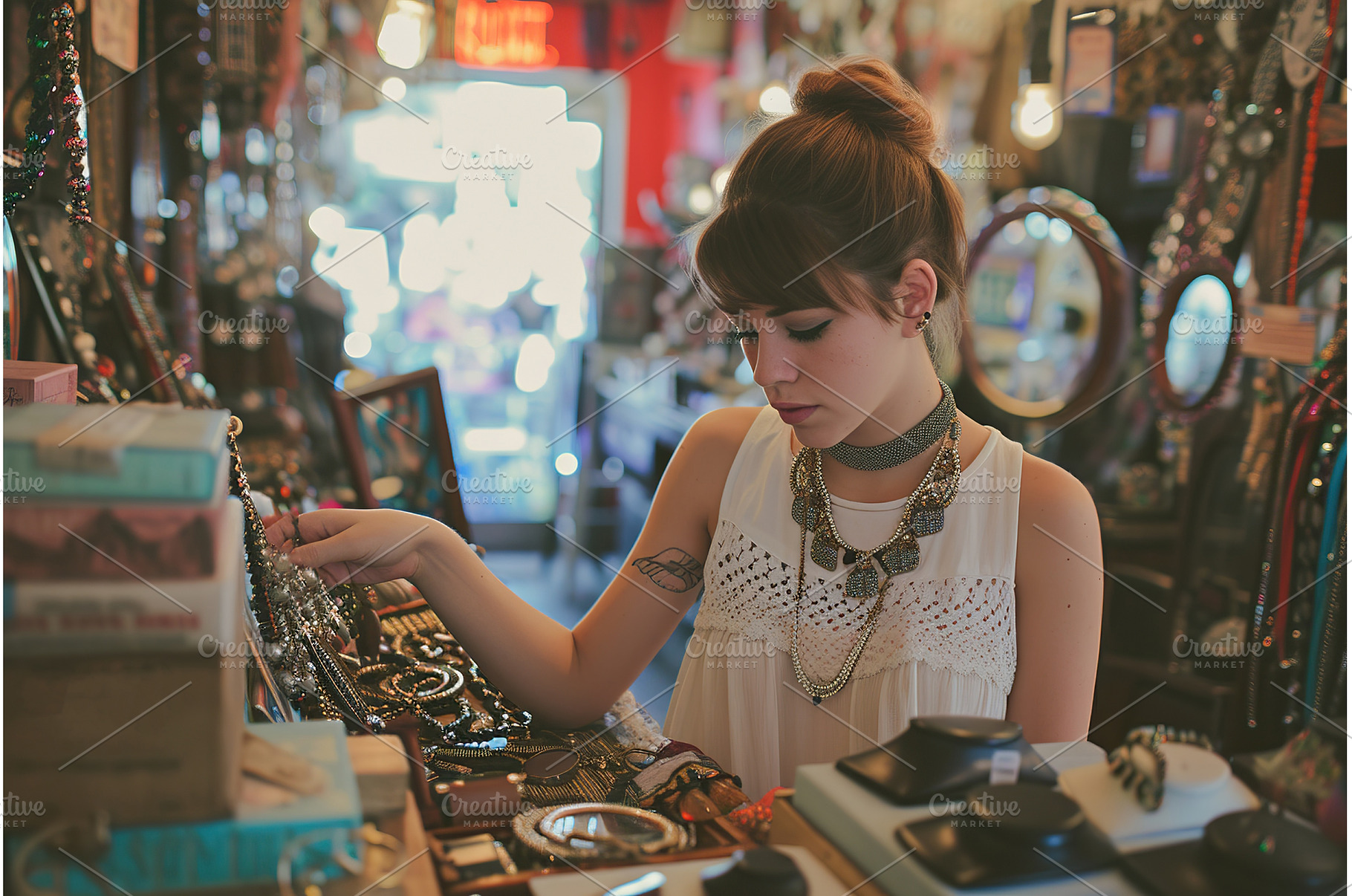 Woman Browsing Vintage Jewelry, a Beauty & Fashion Photo by Lermont51