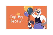 Animals at birthday party set, cards, an Animal Illustration by PaperTrident (Thumbnail 14 of 18)