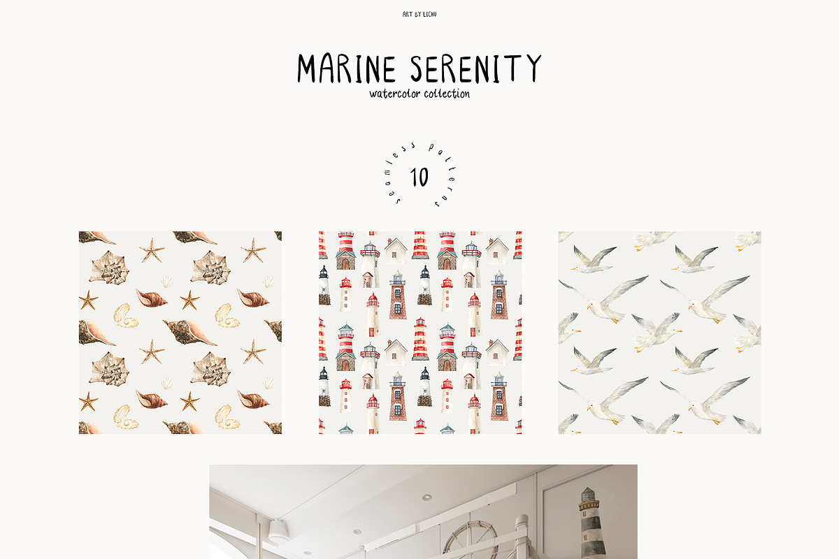 MARINE SERENITY watercolor + fonts, an Education Illustration by LiChu Art (Photo 4 of 11)