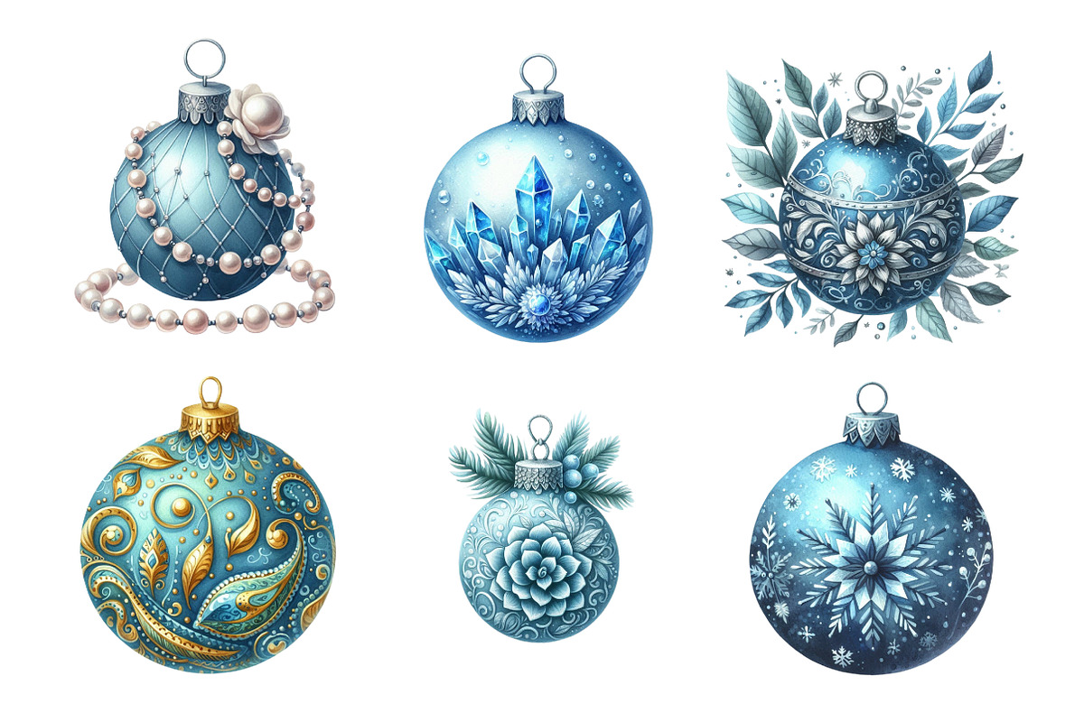 Watercolor Blue Baubles Clipart PNG, an Illustration by SinaCreation (Photo 3 of 7)