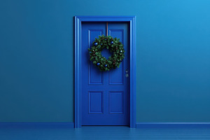 Dark blue door Christmas animation, a Photo by Pavel_design