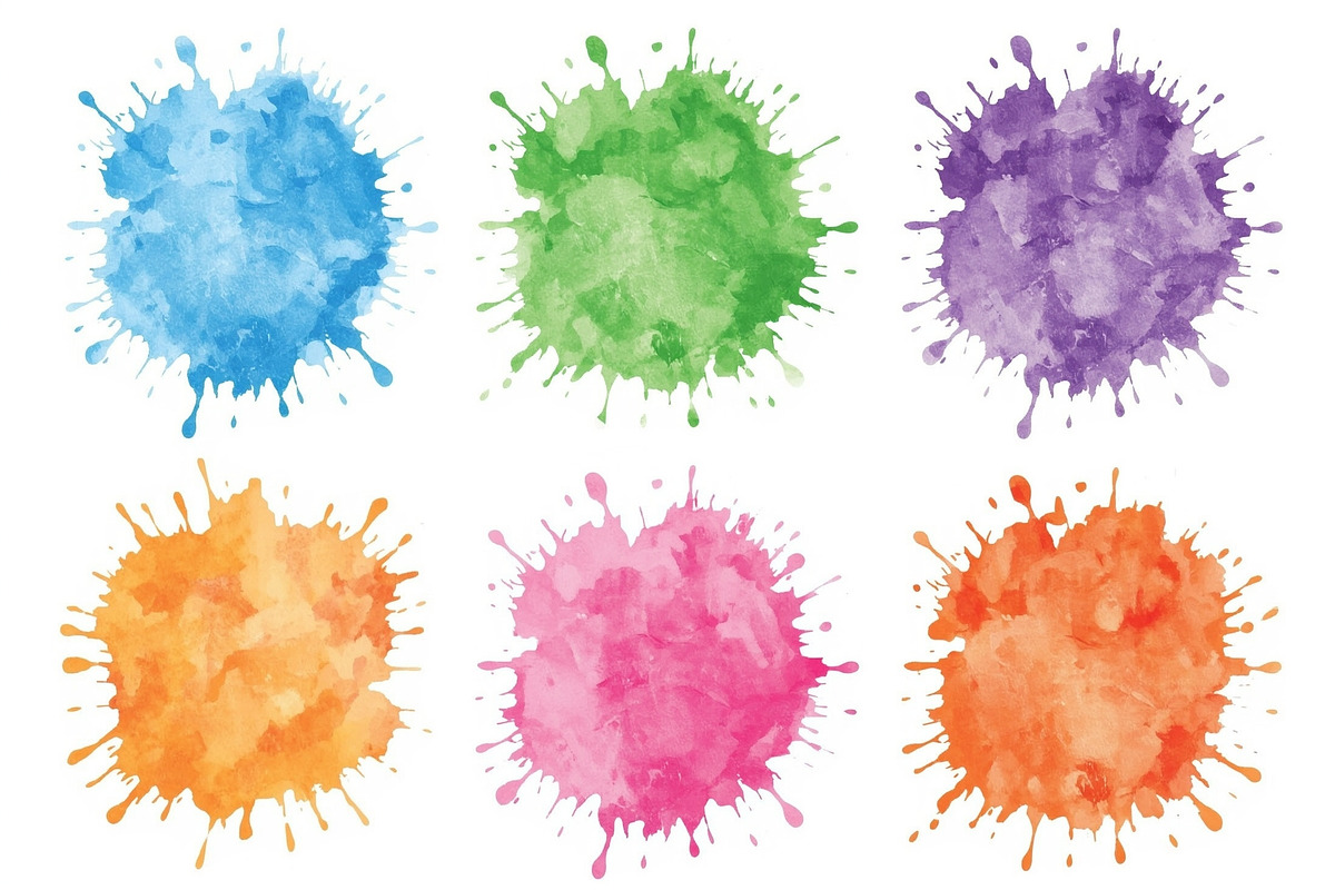 colorful watercolor splashes design, an Illustration by Amazin_art (Photo 3 of 6)