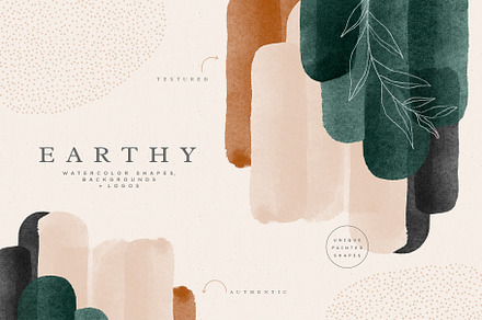 Earthy Abstract Shapes + Logos, a Texture Graphic by Basia Stryjecka