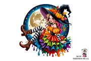 10 Colorful Autumn Witch PNG with Mo, an Illustration by Clipart Bloom (Thumbnail 5 of 11)