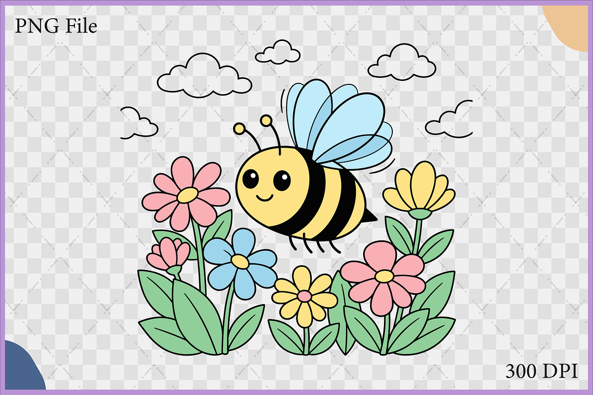 Flying Bee Flower Garden Vector SVG, an Animal Illustration by Gfx Expert Team (Photo 2 of 3)