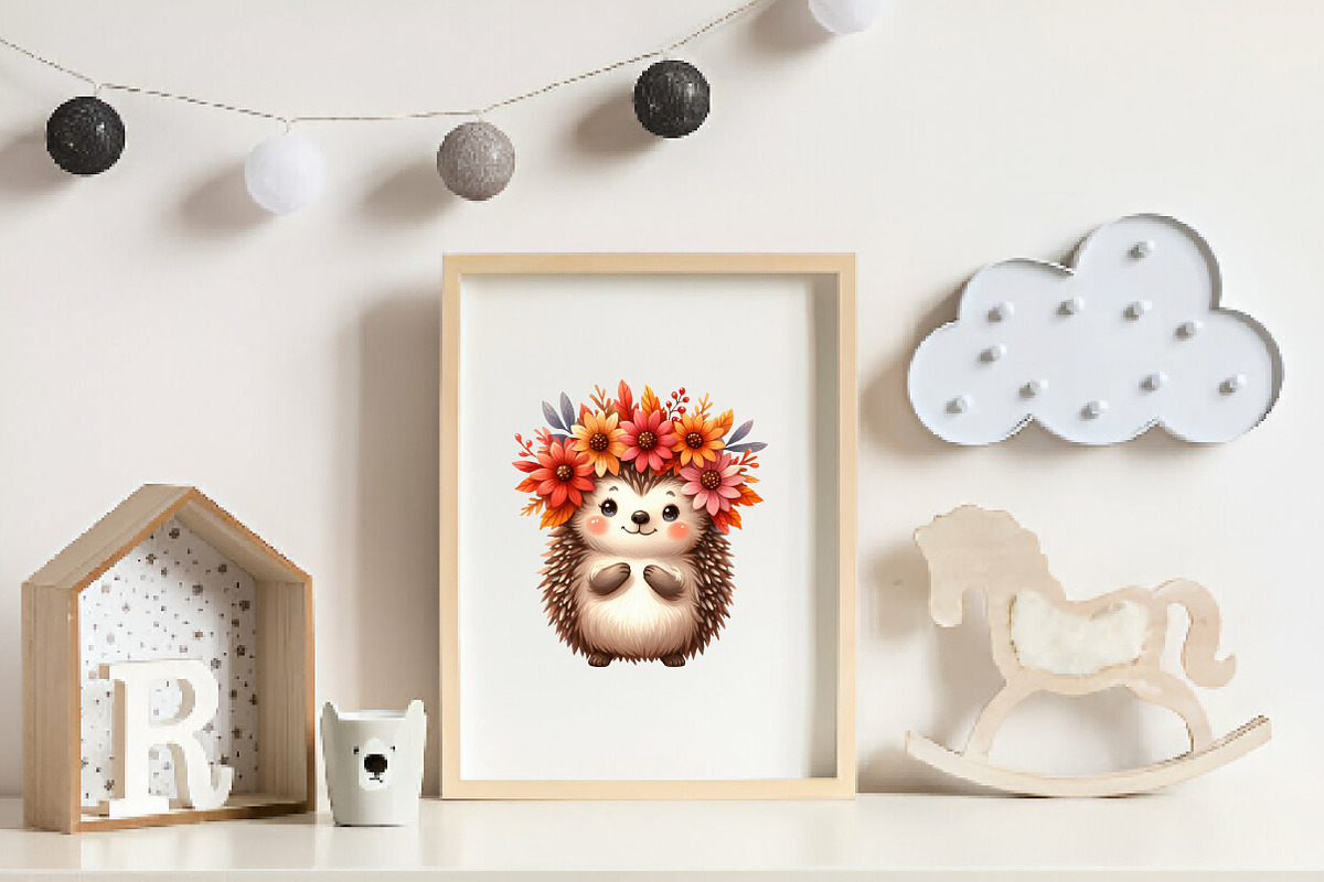 Cute Autumn Hedgehog Garden Clipart, an Illustration by CreationArt (Photo 7 of 9)