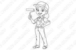 Woman Female Painter Decorator, a Person Illustration by Christos Georghiou