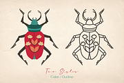 Folk Art Beetles Vector Collection, a Decorative Illustration by Neliakott ♥ (Thumbnail 3 of 12)