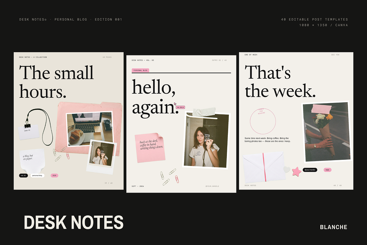 DESK NOTES | 40 Canva Templates, a Social Media Template by The Muza (Photo 1 of 9)