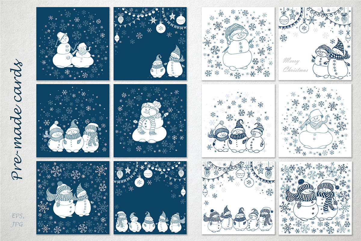 Christmas Snowmen ClipArt Collection, an Object Graphic by Jeanna Draw (Photo 10 of 14)