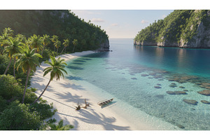 Tropical hidden cove with a white, a Nature Photo by Igor Tichonow