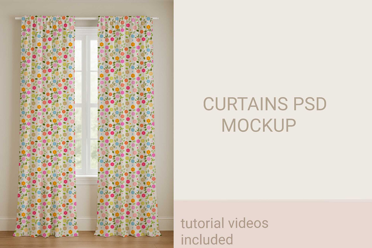 Curtains (DRAPES) Psd mockup, a Household Mockup by jenartstudio (Photo 3 of 3)