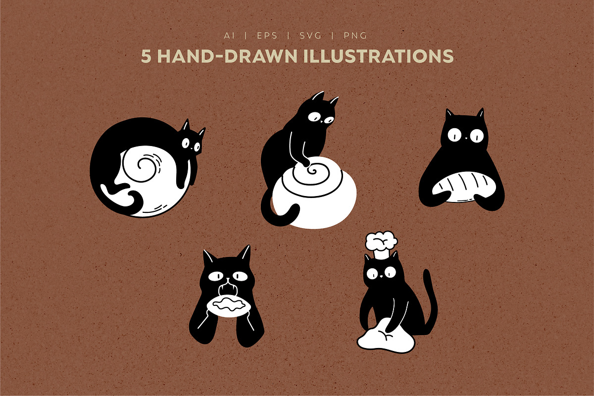 Bakery Cats Vector Illustrations, an Animal Illustration by helenreveur (Photo 3 of 5)