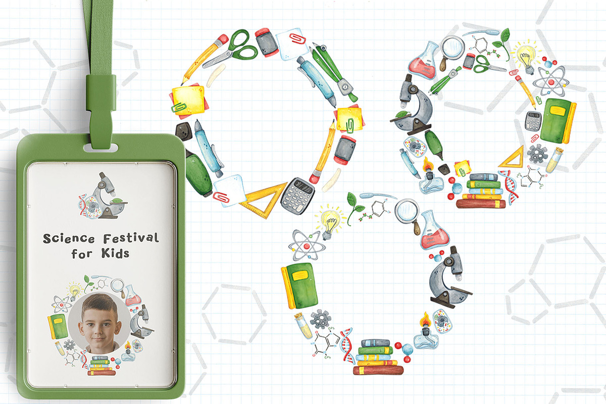Science for kids watercolor clip art, an Object Illustration by DemiLena (Photo 12 of 18)