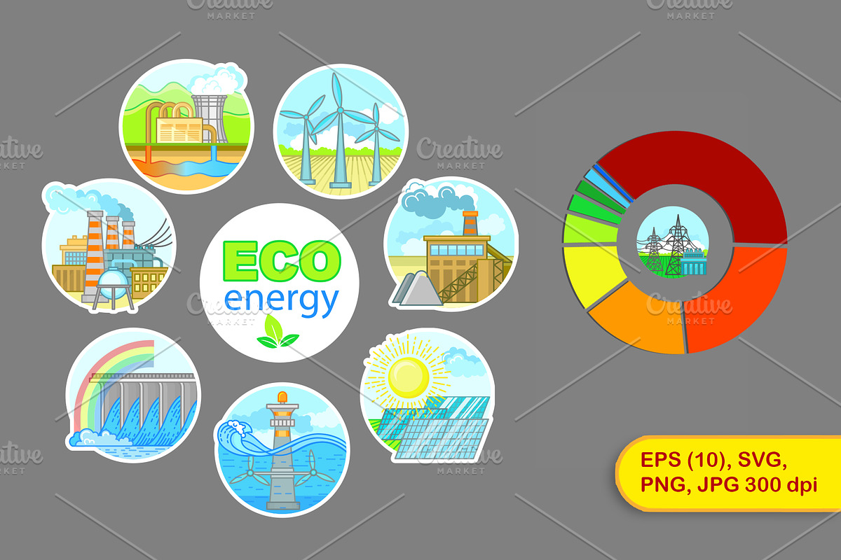 Energy plant and factory. Icon set, an Illustration by Nataliia Toporovska (Photo 2 of 2)