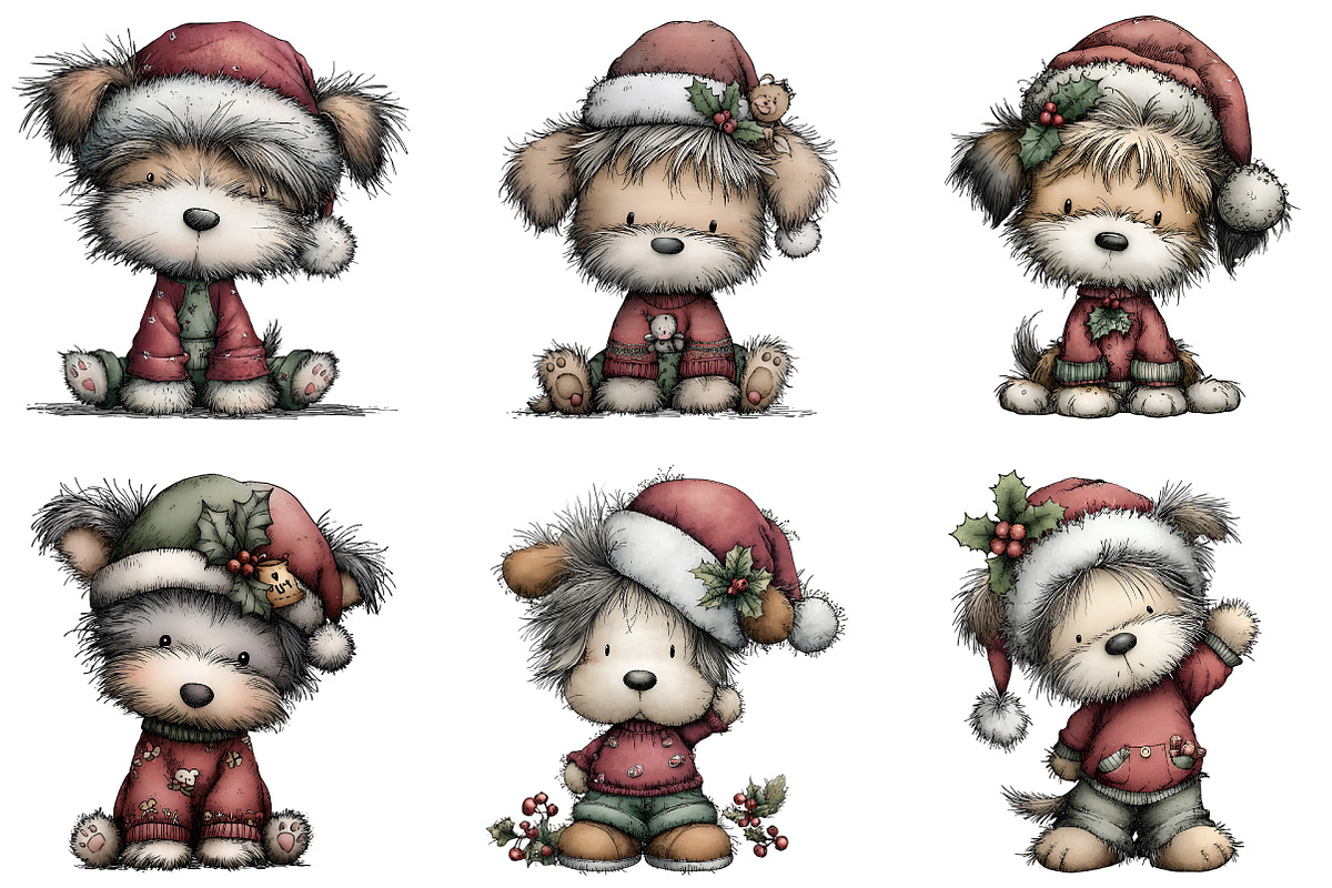 Christmas Cute Dog Clipart, an Illustration by DreamArtGraphic (Photo 5 of 6)