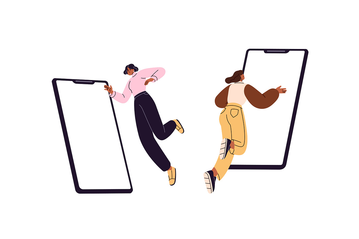 Tiny people show big smartphones set, a Person Illustration by PaperTrident (Photo 2 of 5)