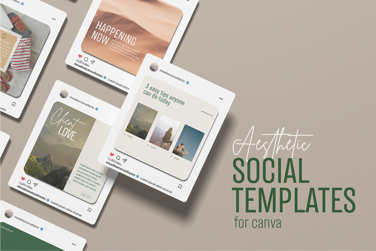 Eco Aesthetic Social Templates, a Social Media Template by Stacey Shaller (Photo 1 of 7)