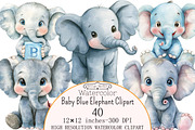 Watercolor Baby Blue Elephant Clipar, a Seasonal Illustration by Design Market (Thumbnail 1 of 5)