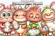 Whimsical Easter Monster Clipart, a Seasonal Illustration by HueNestify (Thumbnail 1 of 3)