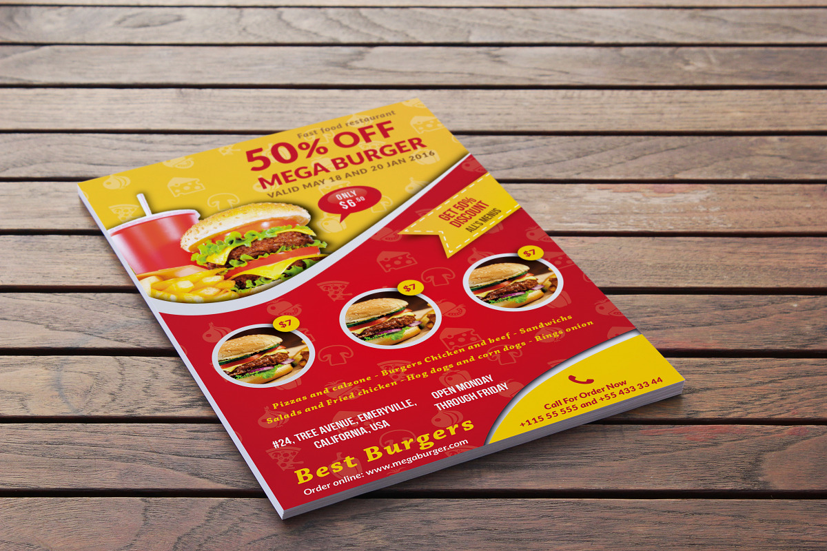 Flyer Mega Burger, a Flyer Template by DesignsStore (Photo 2 of 2)