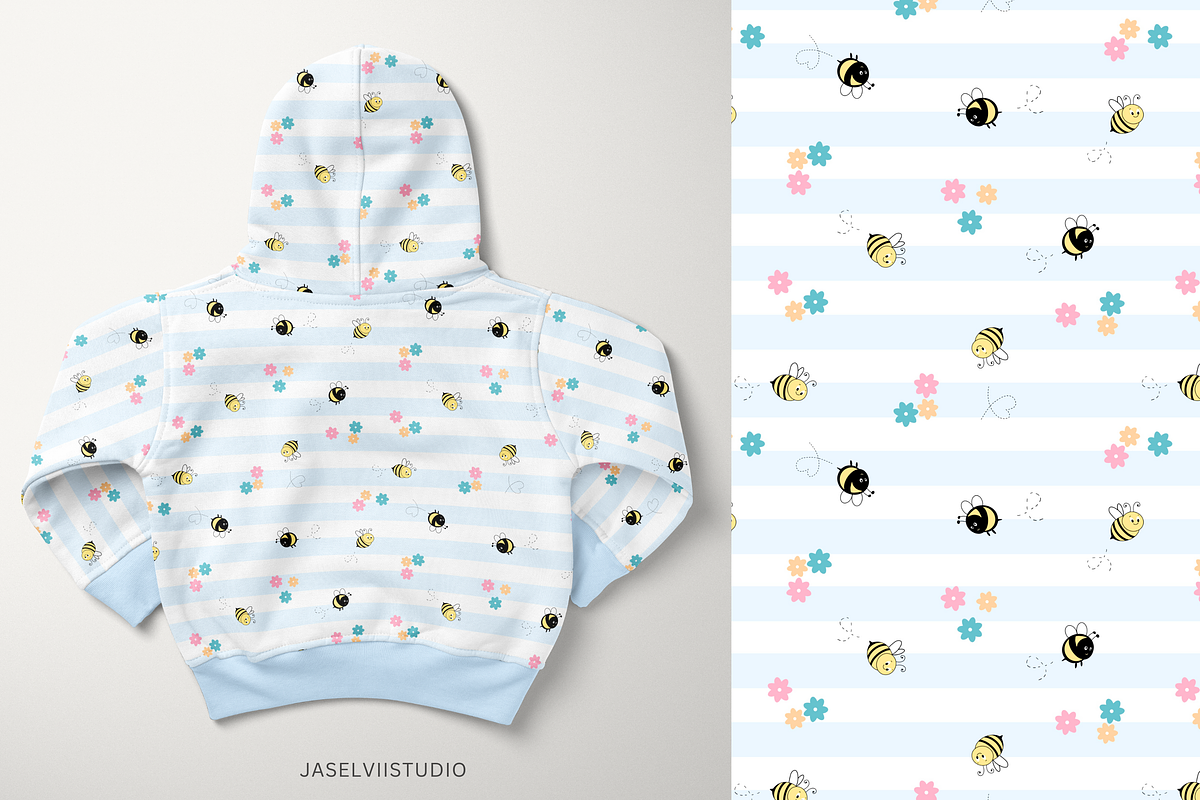 Bear Bee - Blue, a Pattern Graphic by Jaselvii Studio (Photo 4 of 6)