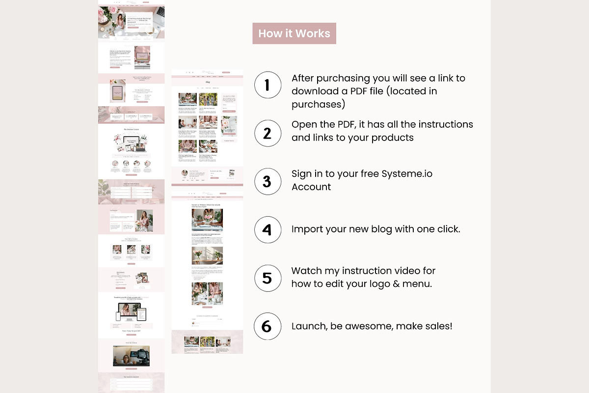 Systeme.io Blush Branding Blog, a Landing Page Template by Hayley's Digital Hub (Photo 9 of 10)
