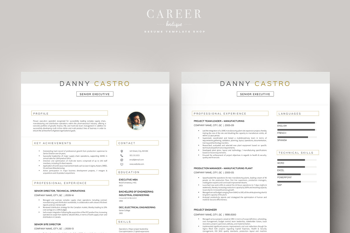 Modern Resume & Coverletter Template, a Resume Template by careerboutique (Photo 2 of 6)